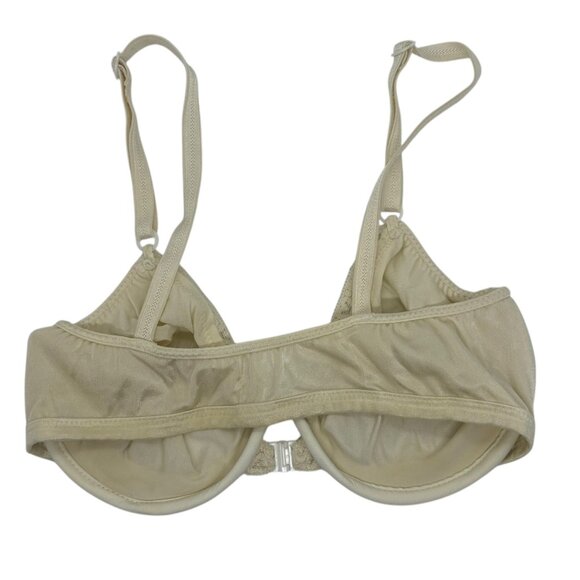 Vintage Sears Nylon & Lycra Spandex Underwire Bra 34ABC Ivory Front Clasp - Picture 3 of 5